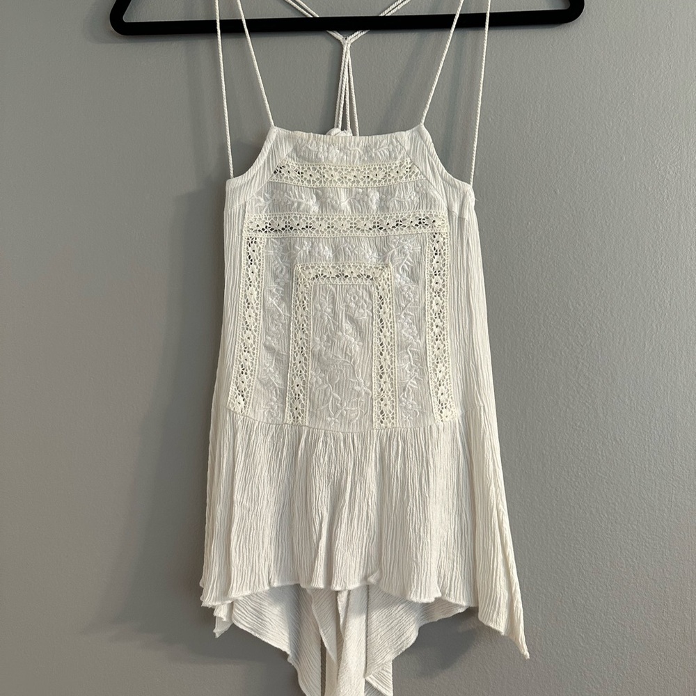 En Creme White Lace Detail Tank Top